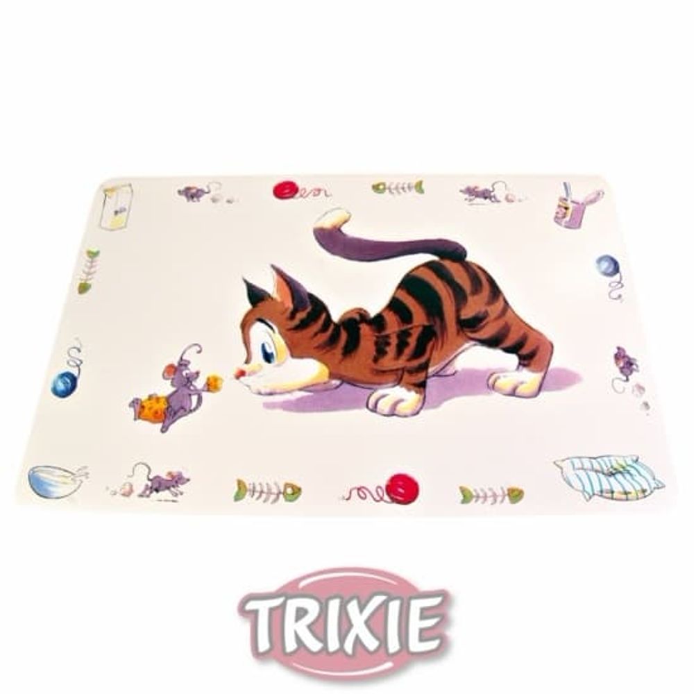Коврик под миску (Trixie) "Comic cat" 44*28см Коврик под миску (Trixie) "Comic cat" 44*28см