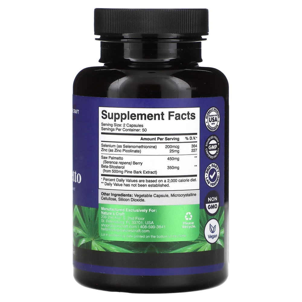 Nature's Craft, сереноя для мужчин, 100 капсул