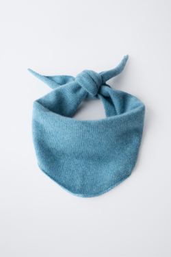 ZARA ТРЕУГОЛЬНЫЙ ШАРФ ИЗ 100% КАШЕМИРА, СИНИЙ МЕЛАНЖ