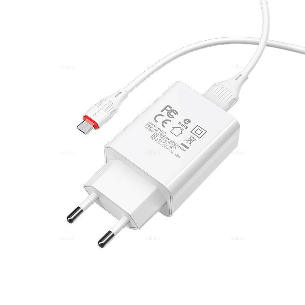 Зарядное устройство на Micro-USB Borofone BA21A QC3.0 (white)