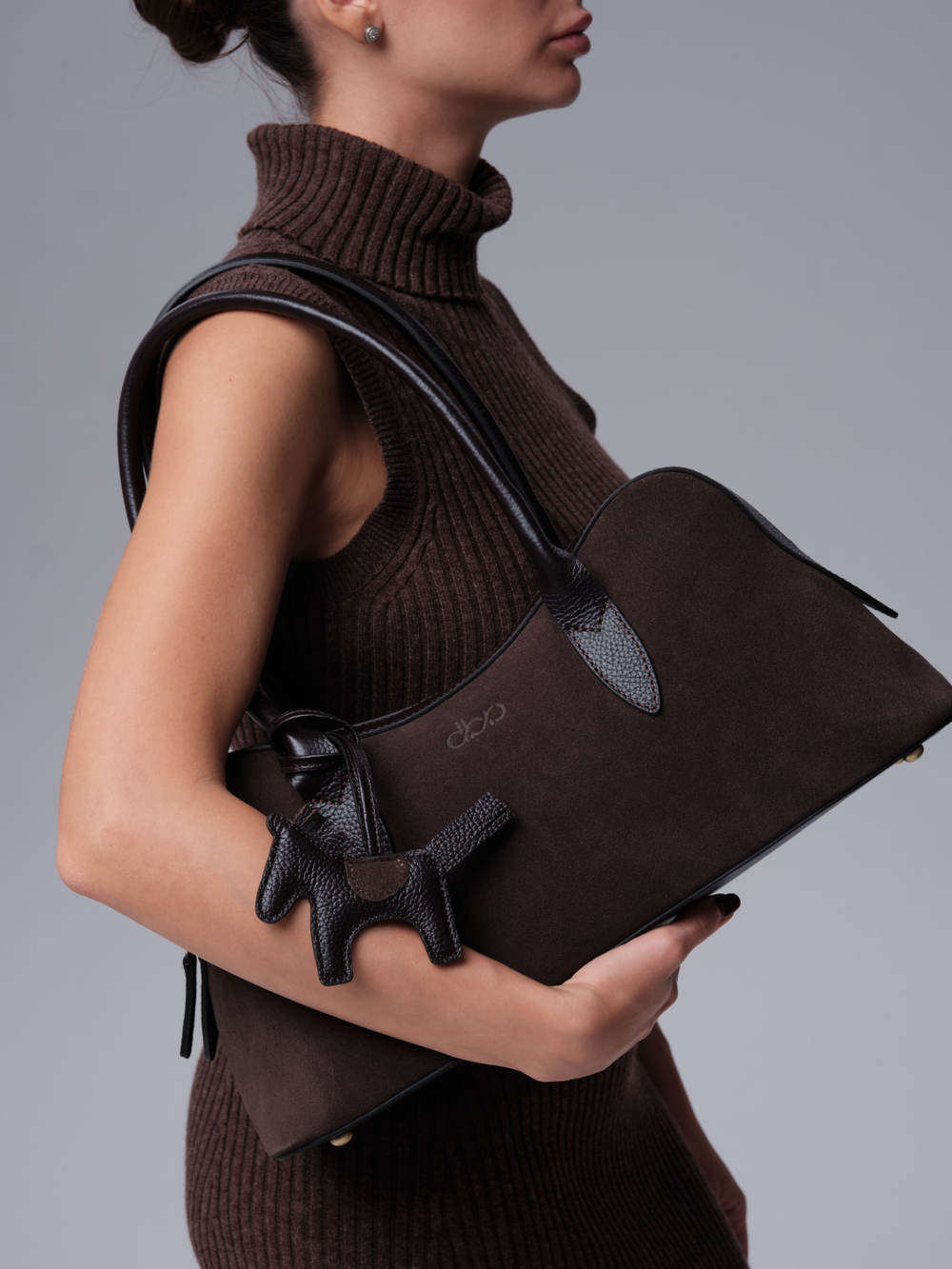 Замшевая сумка DBR 31168 темно-коричневый велюр