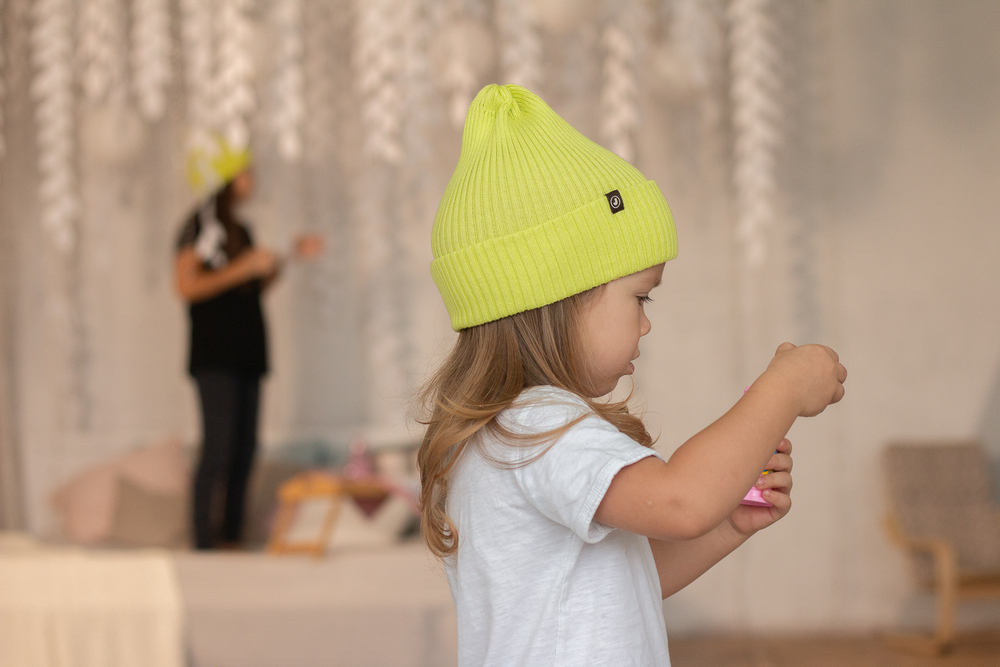 Шапка вязаная-резинка хлопковая КЭП(Сочный Лайм)