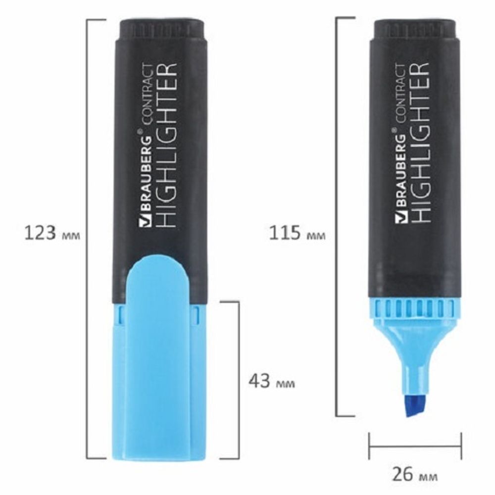 Выделитель текста 1-5мм, Brauberg Contract, голубой