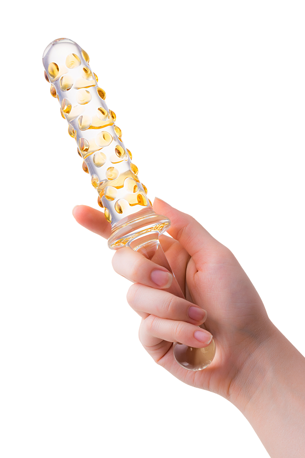 Фаллоимитатор стеклянный желтый 23,5 см