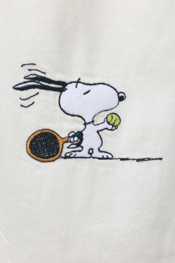 ZARA СВОБОДНЫЕ БРЮКИ ИЗ САРЖИ С ВЫШИВКОЙ SNOOPY PEANUTS™, ЭКРЮ