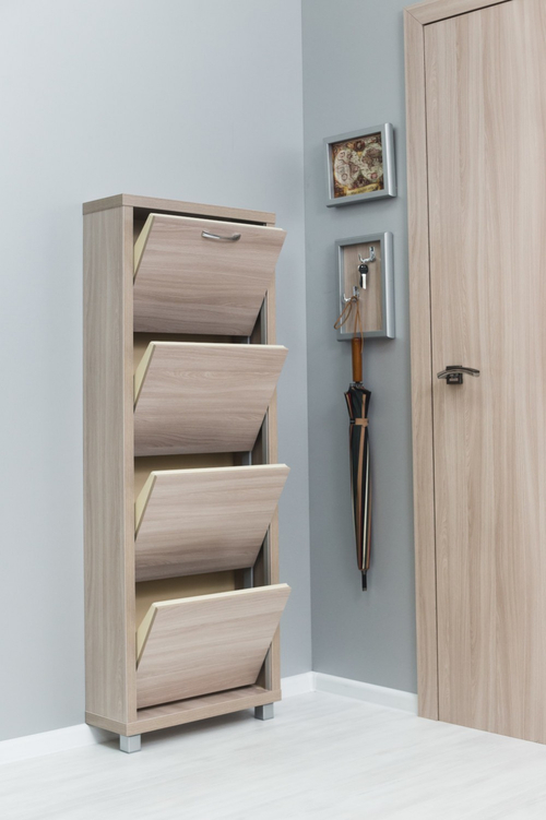 Обувница в прихожую компактная для обуви Люкс 4 фасад лдсп ясень шимо