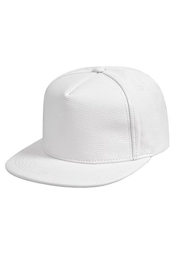 Бейсболка с прямым козырьком из экокожи белая