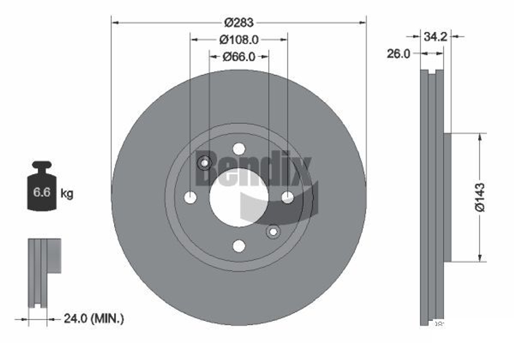 BENDIX Braking - BDS1001-BEN - Brake Disc