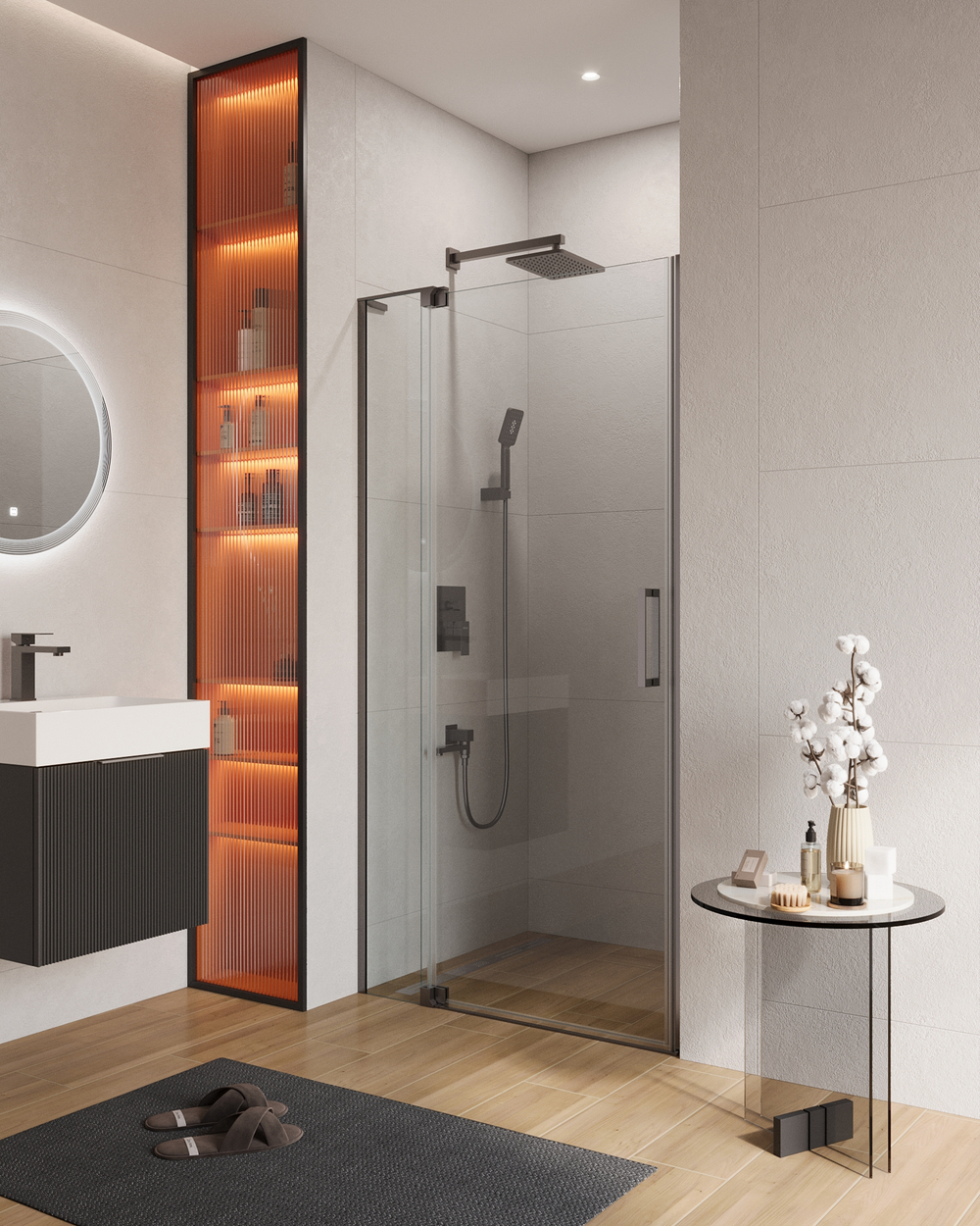 Душевая дверь в нишу CEZARES SLIDER-B-1-90/100-C-GM