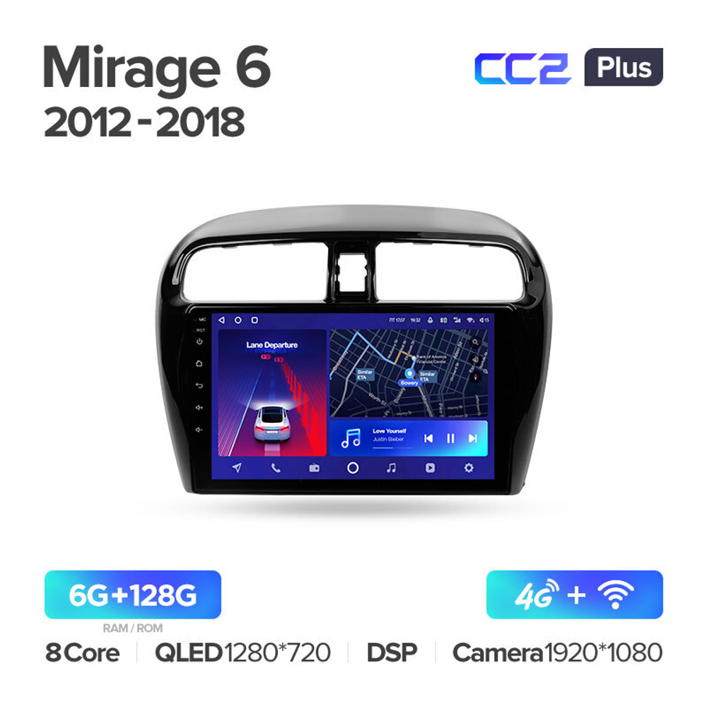 Teyes CC2 Plus 9" для Mitsubishi Mirage 6 2012-2018