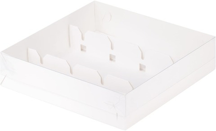 Коробка для кейк-попсов с прозрачной крышкой белая, 20х20х5 см