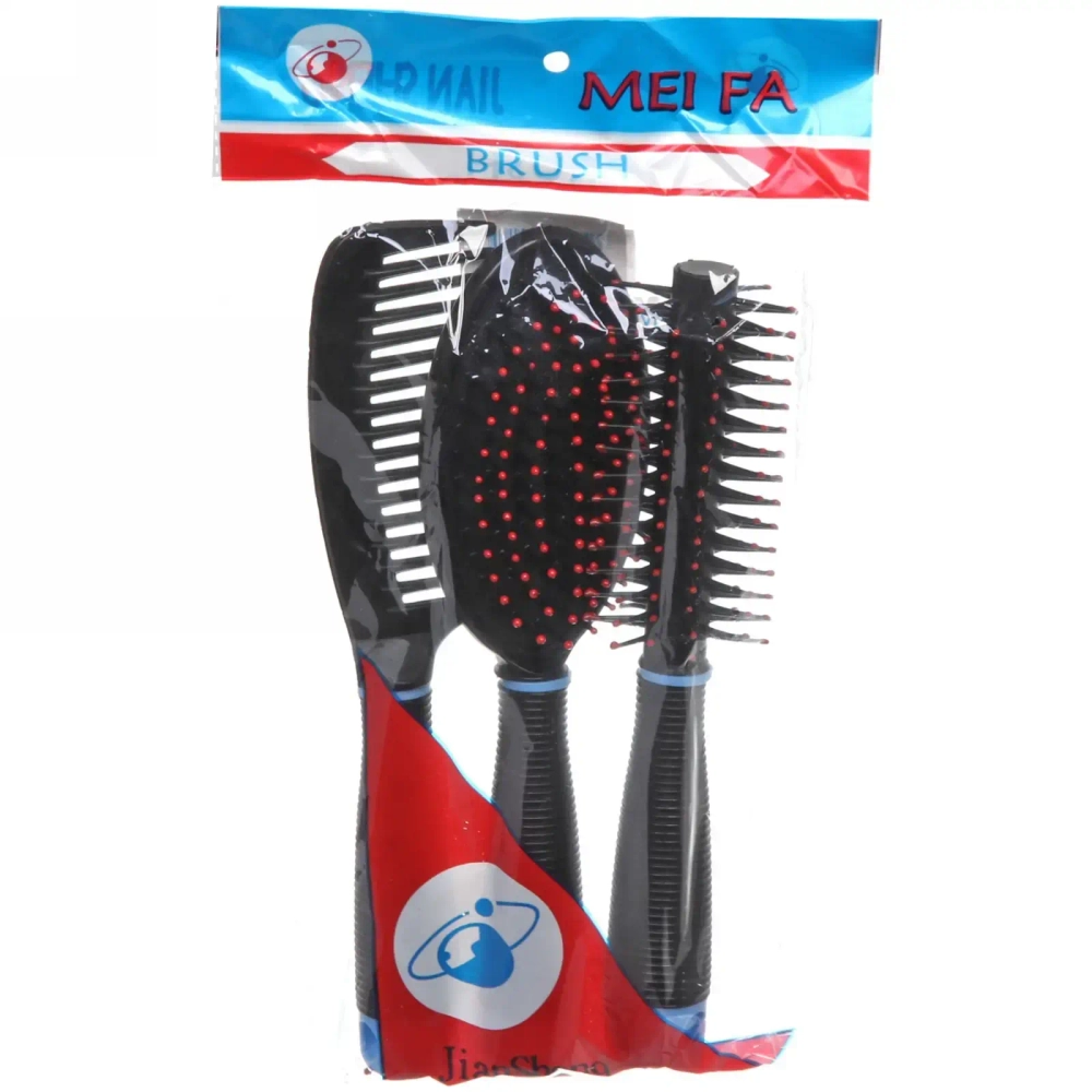 Расчески в наборе 3шт, цвет черный, упаковка пакет