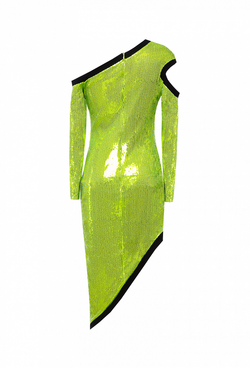 Платье ассиметричное в пайетках салатовое 17-01-22 SS