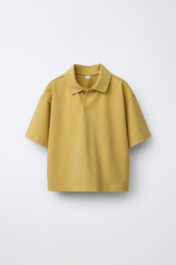 ZARA ОДНОТОННОЕ ПОЛО ИЗ ФЕЛЬПЫ, ФИСТАШКОВЫЙ