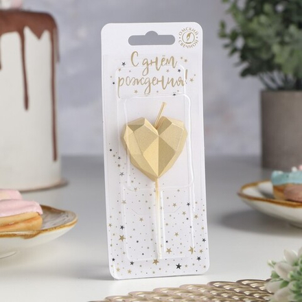 Свеча в торт Сердце грани (цвет в ассортименте)