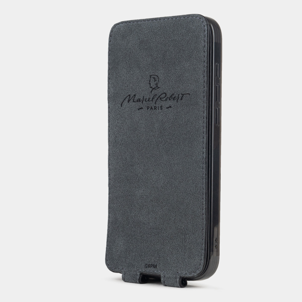 Кожаный чехол для iPhone 16 Pro Max, теленок черного цвета