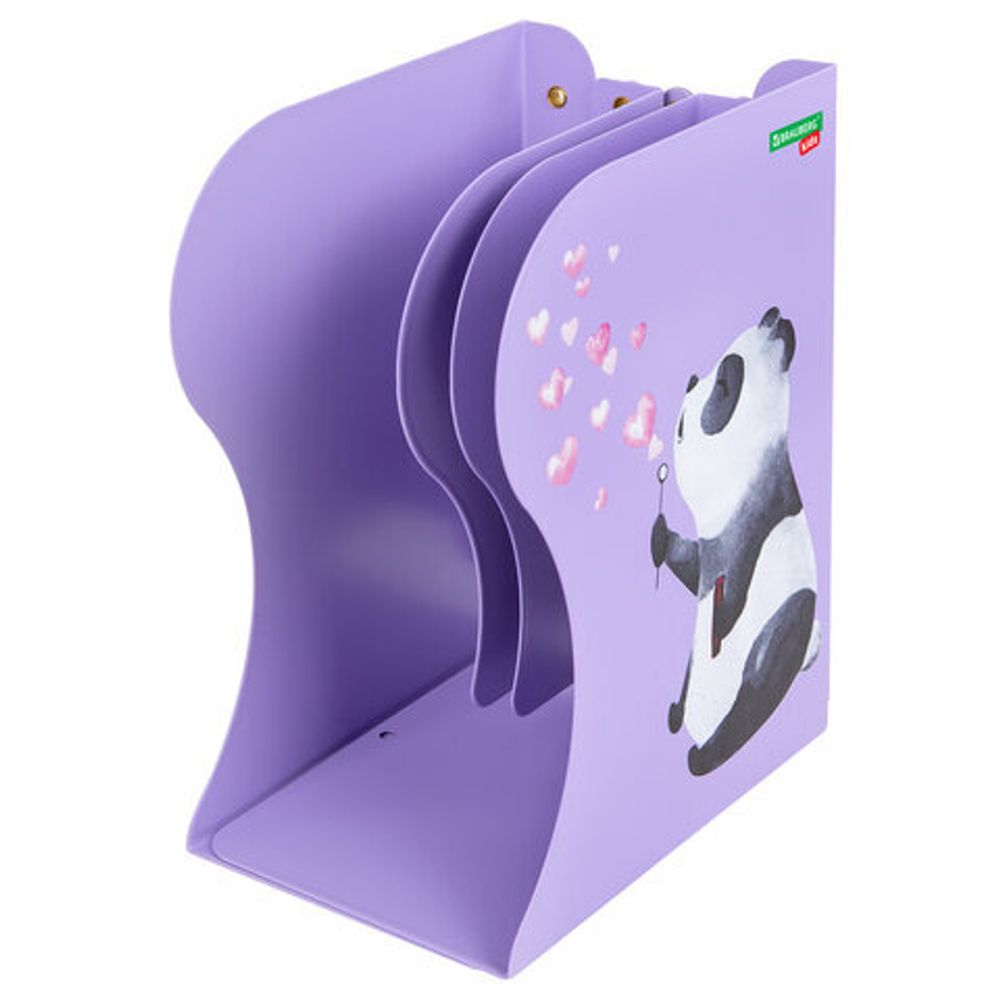 Подставка-держатель для книг и учебников BRAUBERG KIDS "Panda", раздвижная, металлическая, 238064