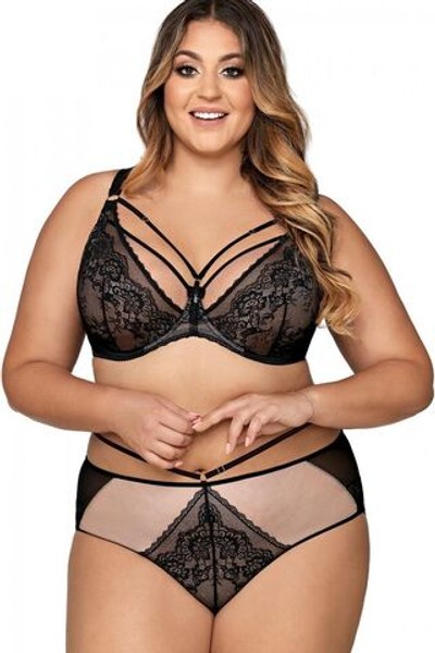 Соблазнительный бюстгальтер с мягкой чашкой и декоративными бретелями (Размер: 90E) (Цвет: черный)