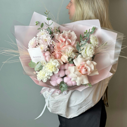 Букет с хлопком, французской розой , гвоздикой  24102025