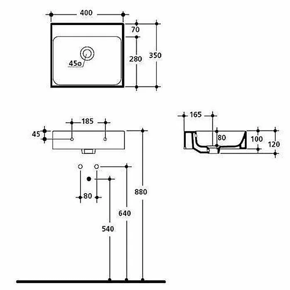 Раковина Kerasan Cento 35 353901*0 белая