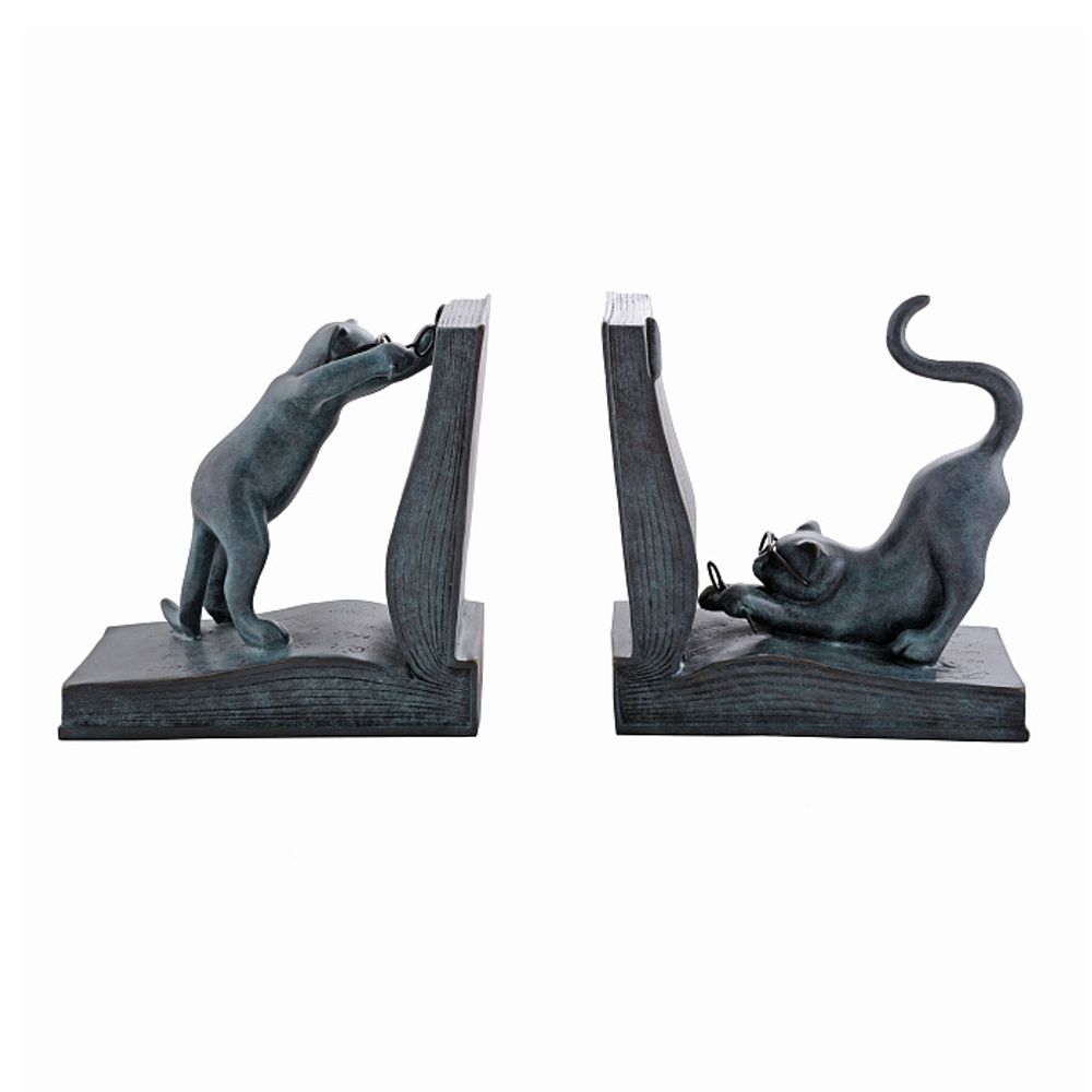 Держатели для книг "Читающие коты" зеленые