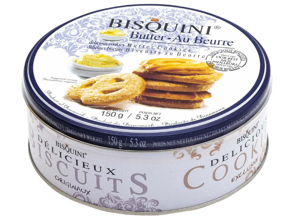 Датское печенье ассорти Bisquini Сливочное 26% в жестяной банке 150г