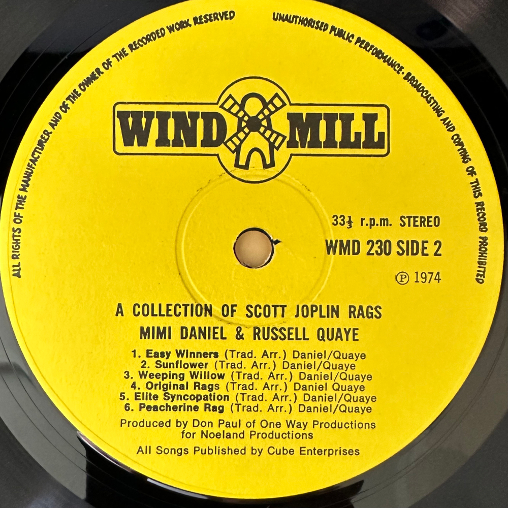 Mimi Daniel And Russell Quaye - A Collection Of Scott Joplin Rags (Англия 1974.)