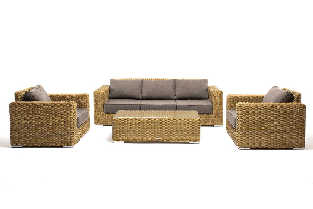 "Боно" лаунж-зона из искусственного ротанга, цвет соломенный