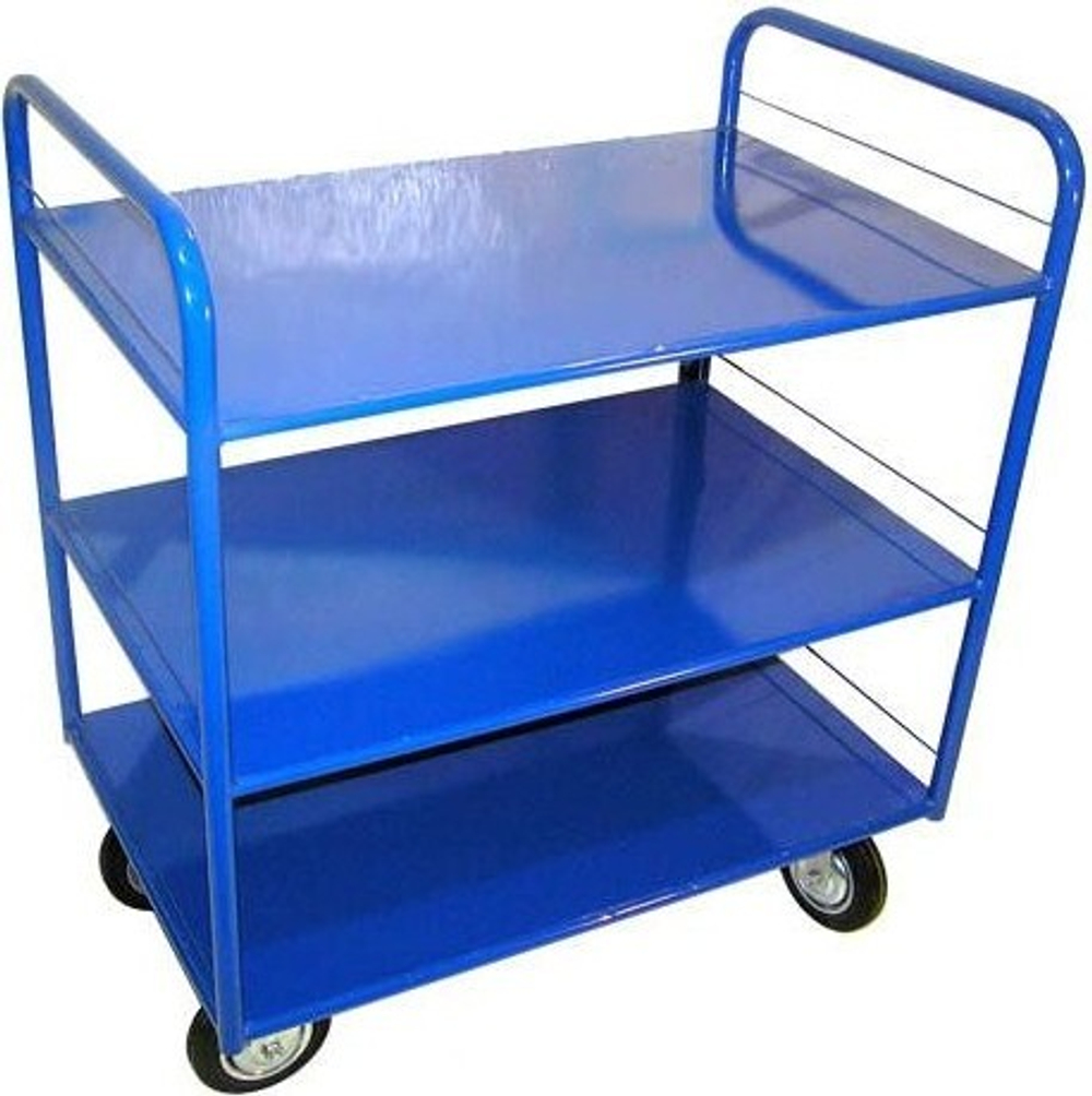 Тележка платформенная с двумя ручками Rusklad ТЯ-5 3-х ярусная 700х1200, полки без бортика, К-160 мм