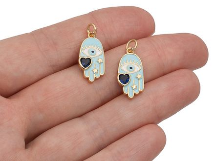 Подвеска "Ладонь с глазом" 19мм, эмаль