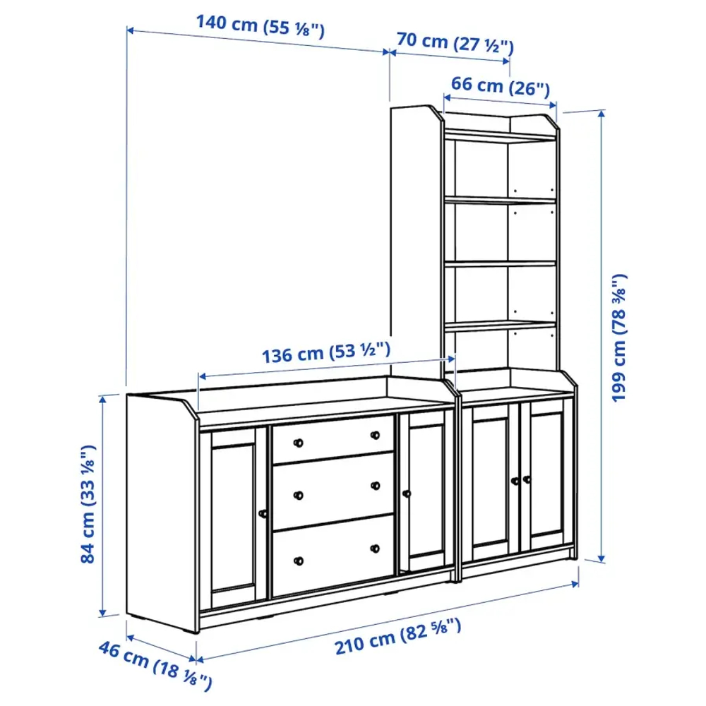 Шкаф - HAUGA IKEA/ХАУГА ИКЕА, 46х210х199 см, серый