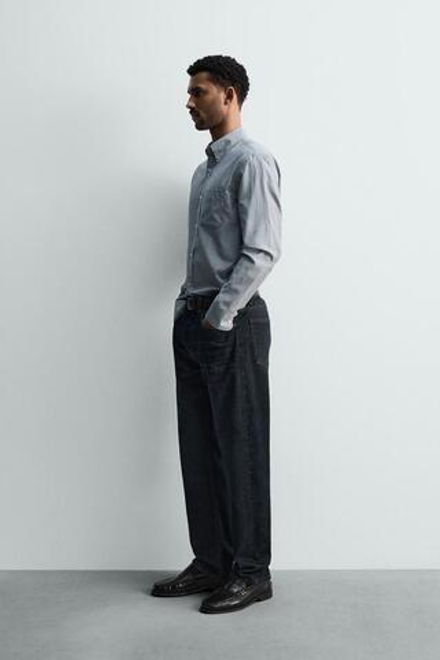 ZARА РУБАШКА В ПОЛОСКУ С КАРМАНОМ, ПОЛОСКИ