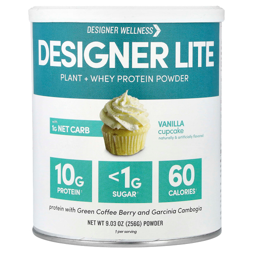 Designer Wellness, Lite Protein, низкокалорийный натуральный протеин, ванильный кекс, 9,03 унц. (256 г)