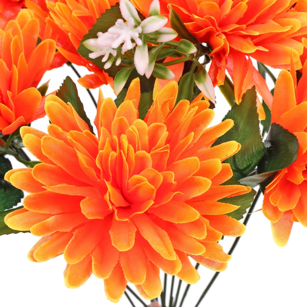 Искусственные цветы «Цветочная мелодия» Хризантемы 43см 10 цветков оранжевый неон