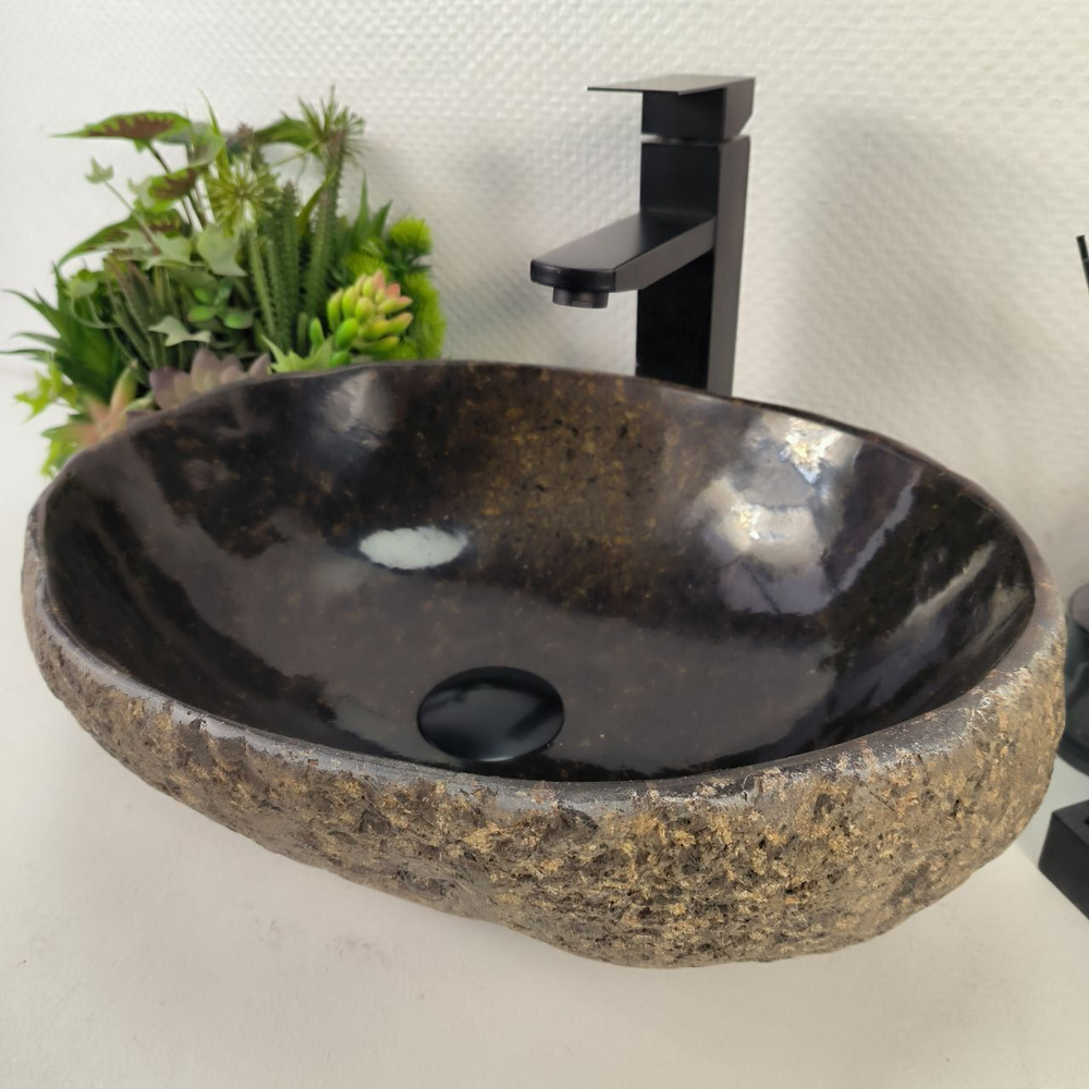 Каменная раковина из речного камня RS-04932 (43*34*15) 0861 из натурального камня
