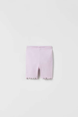 ZARA ШОРТЫ-ВЕЛОСИПЕДКИ В РУБЧИК, ЦВЕТ МАЛЬВЫ