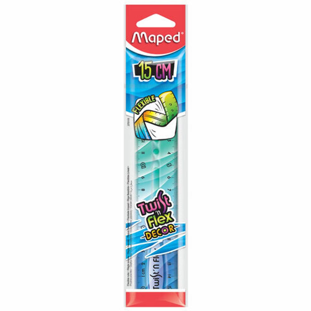 Линейка пластик 15 см, гибкая, MAPED (Франция) "Twist'n Flex Patterns", ассорти, 279115
