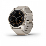 Смарт часы Garmin Fenix 7S Pro Sapphire Solar золотистый корпус с кожаным ремешком цвета известняка