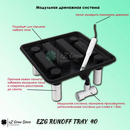 Модульная дренажная система полива EZG Runoff Tray - Поддон со сливом для растений