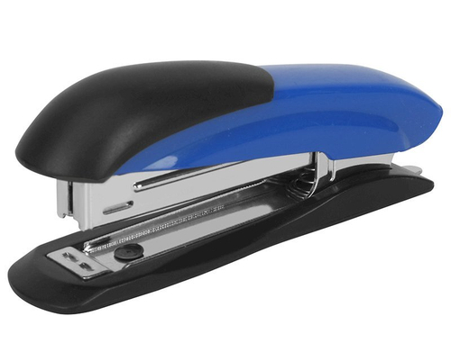 Степлер №10 Qredo, до 12 листов, пластиковый корпус, антистеплер, сине-черный