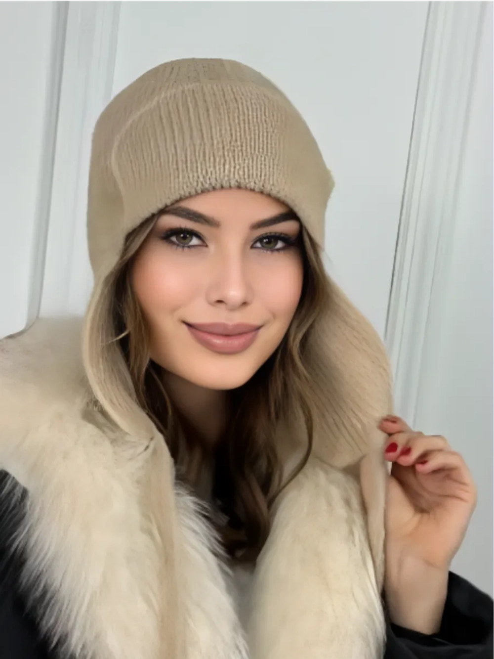 шапка ушанка осенняя-зимняя вязаная с ушками