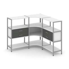 Shelf System Трехсекционный угловой стеллаж трехярусный с ящиками SN.STMU-331 Белый/Антрацит/Металл