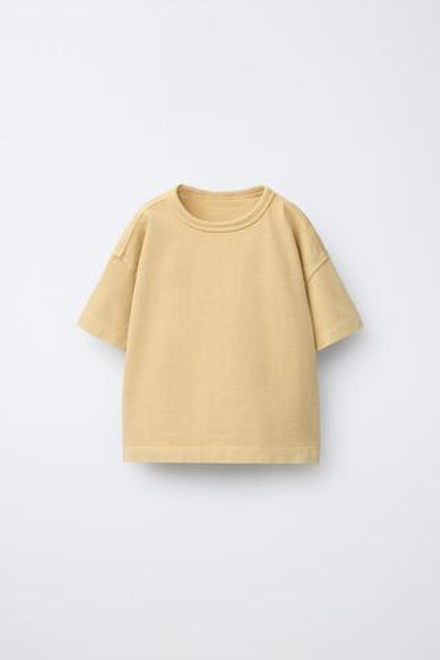 ZARA ОДНОТОННАЯ ФУТБОЛКА GARMENT DYE, ОХРА