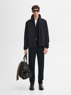 Massimo Dutti Зауженные брюки из смесового хлопка, темно-синий