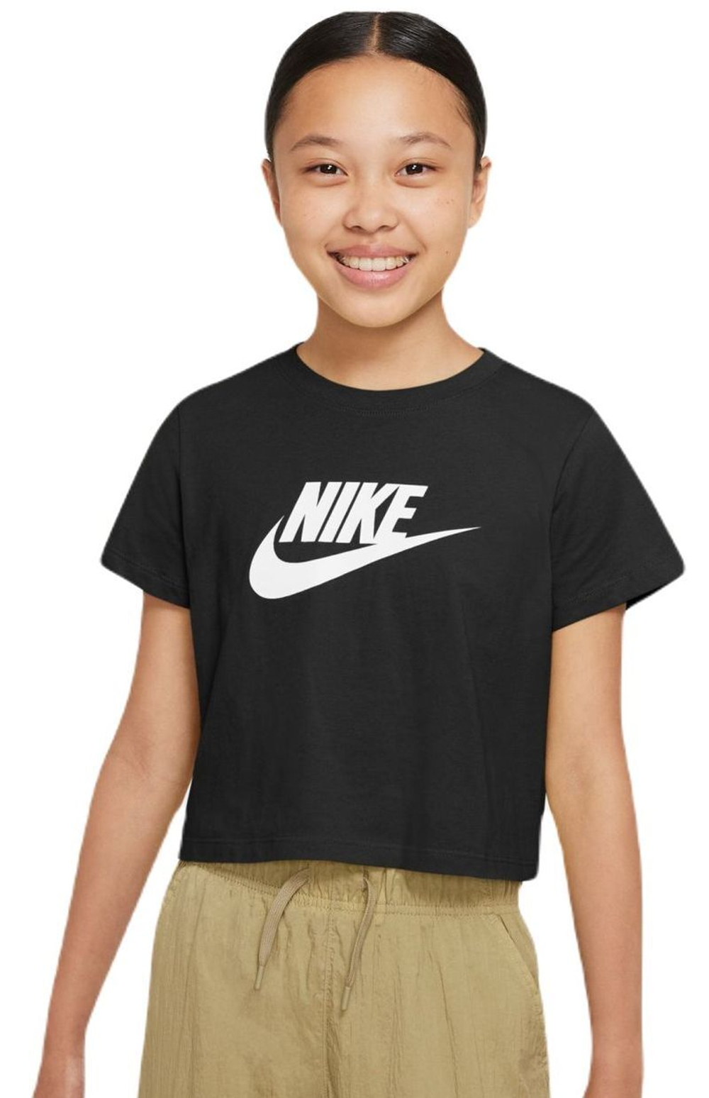 Футболка для девочки теннисная Nike Sportswear Crop Futura Tee - black/white