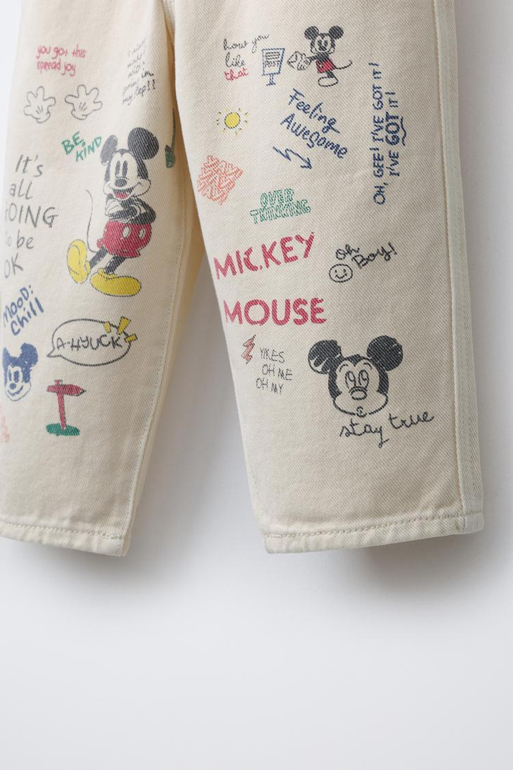 ZARA БРЮКИ BAGGY С ПРИНТОМ MICKEY MOUSE © DISNEY, ЭКРЮ