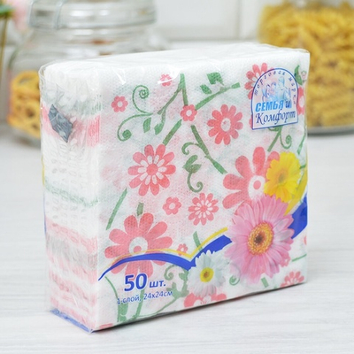 Салфетки 24*24см 50 листов 1-слойные "Цветок"