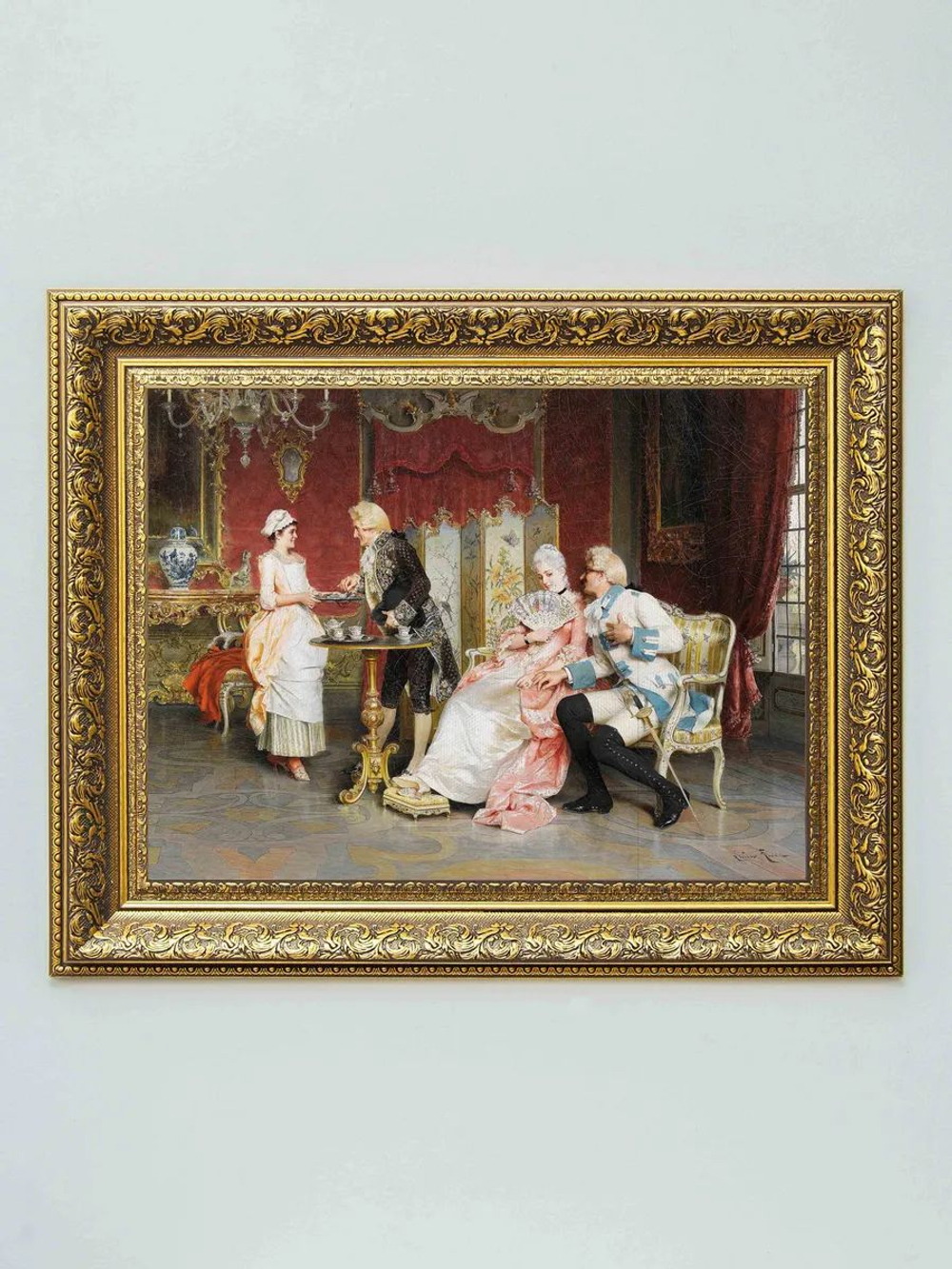 Картина на стену для интерьера на холсте "Золотой век" в классической раме 41*51 см