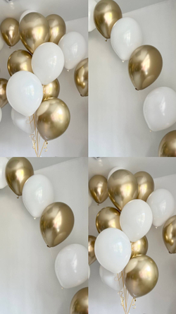 Арка из шаров на леске хром золото/белый №3542