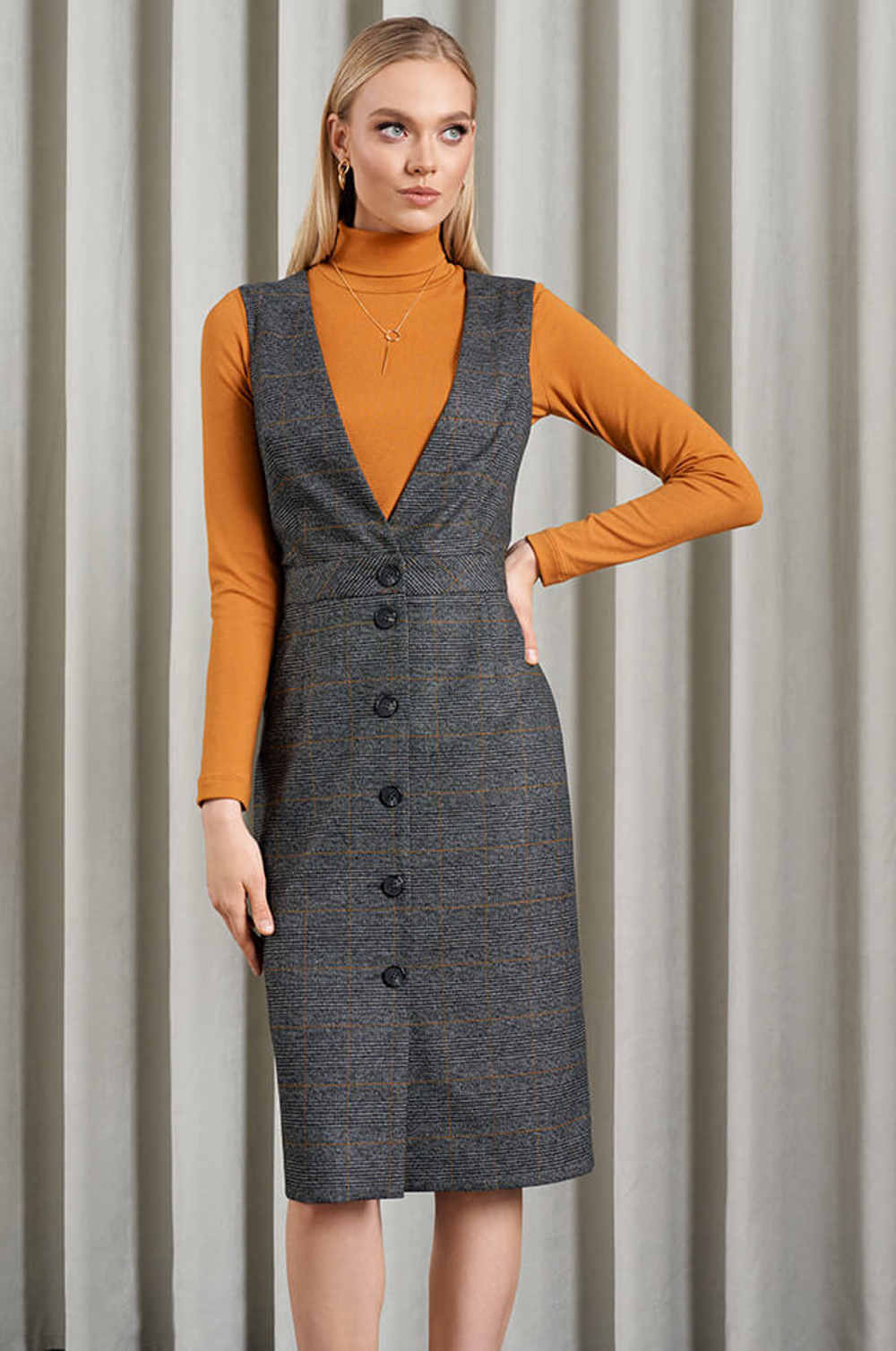 51528 Платье женское (серая клетка)